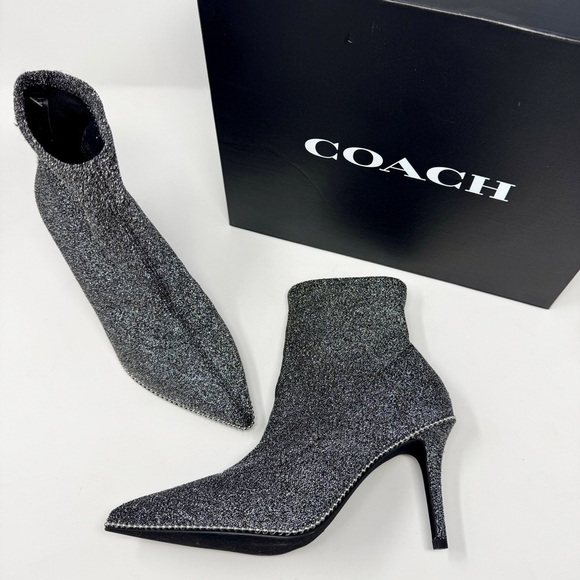 Coach Whitny Bootie Silver Metallic & Black - Picture 1 of 14